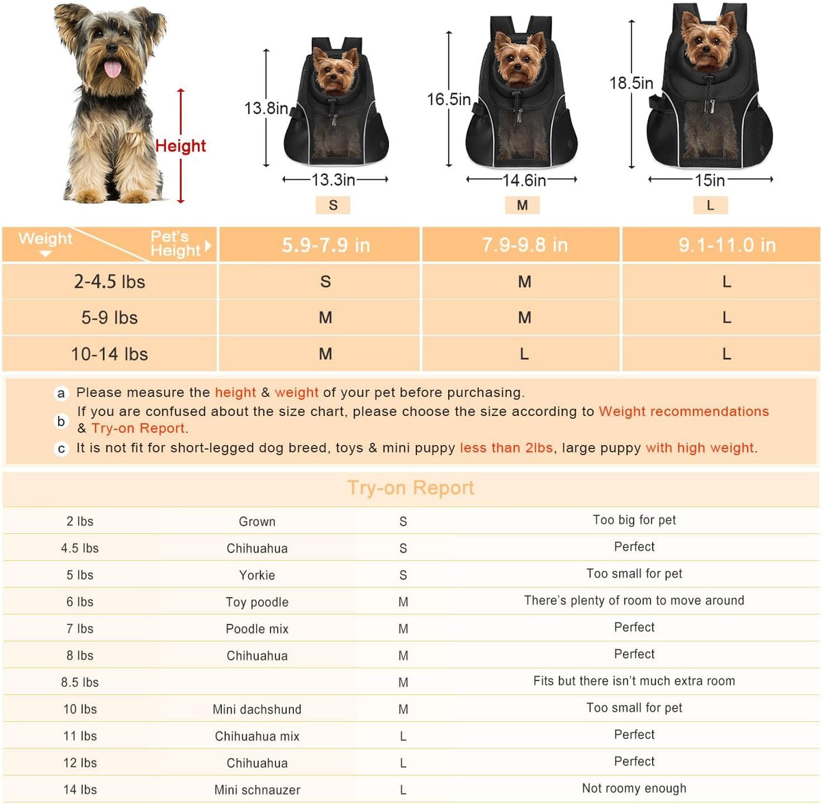 WOYYHO Pet Dog Carrier Backpack - Black / Large(10-14lbs) - image 4