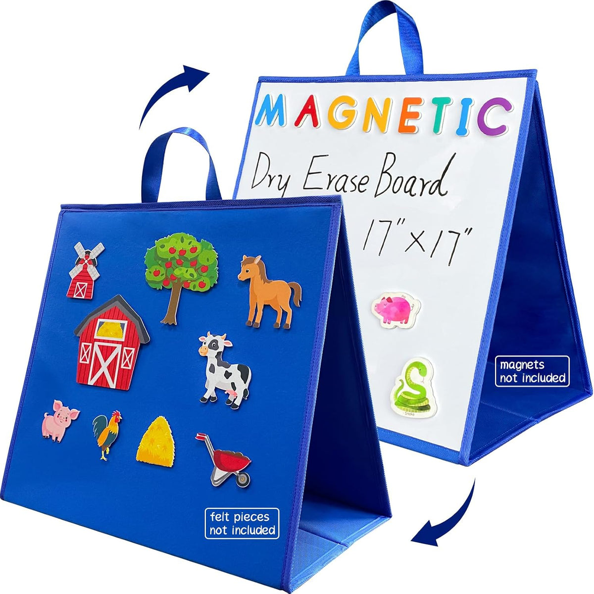 PENGFULL large felt flannel board with blue and beige double-sided surface, folding stand design - view 3
