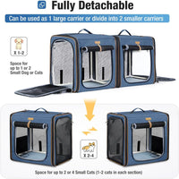 Lekereise Large Cat Carrier for 2 Cats - Blue / M-2 Cats Travel - image 3