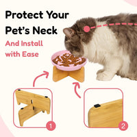 2 Pcs Cat Slow Feeder Bowl - Pink with Stand / 6.2'' - image 4
