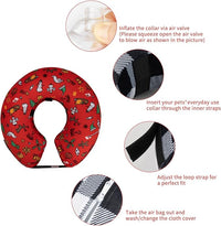 CuteBone Inflatable Dog Cone with Removable Soft Fleece Covers for Small/Medium/Large Dogs and Cats Neck Donut Collar After Surgery GWB07L