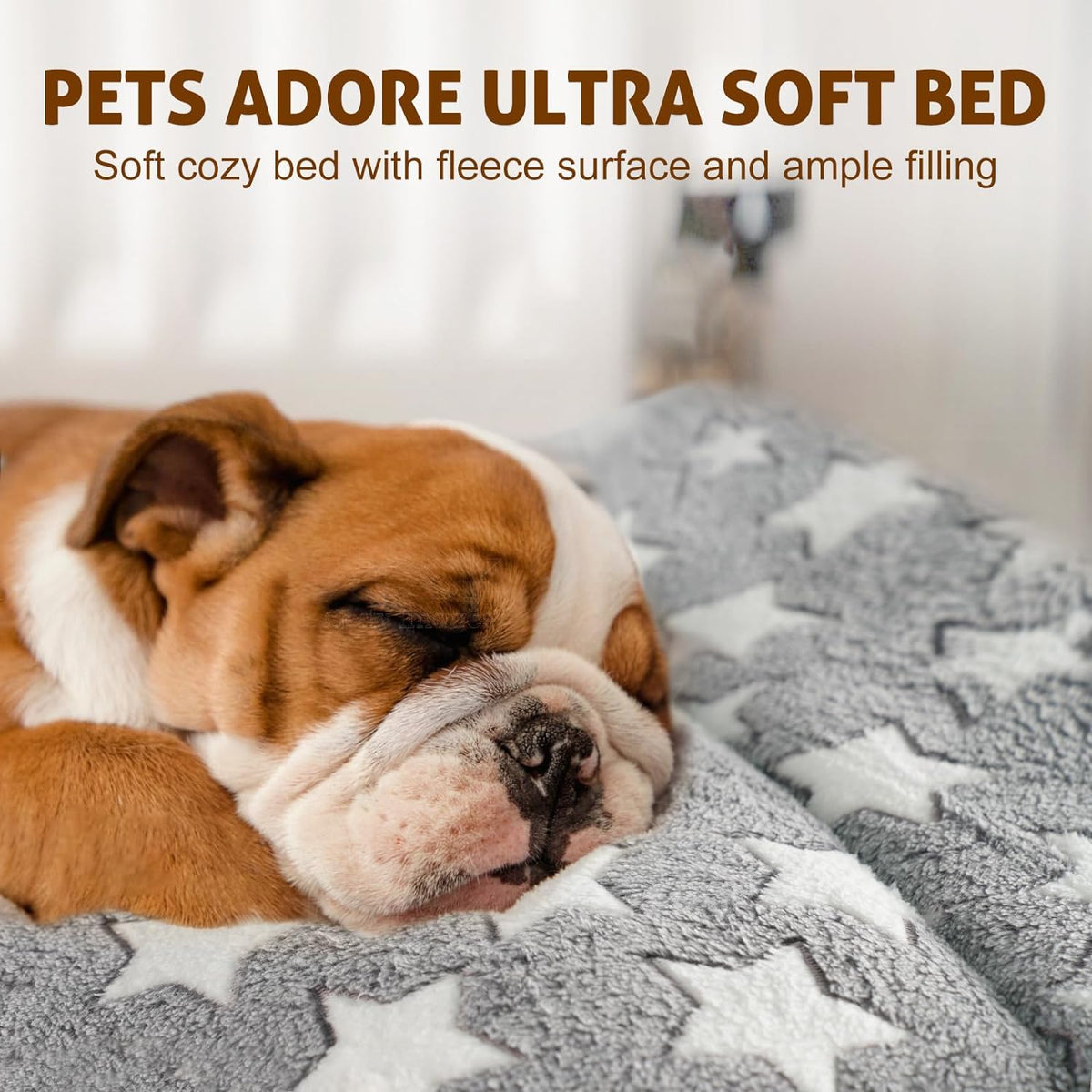 Mora Pets Cat Bed Ultra Soft Dog Crate Pad Star Print 14 x 17.5 inch - 42-Inch / Grey - image 2