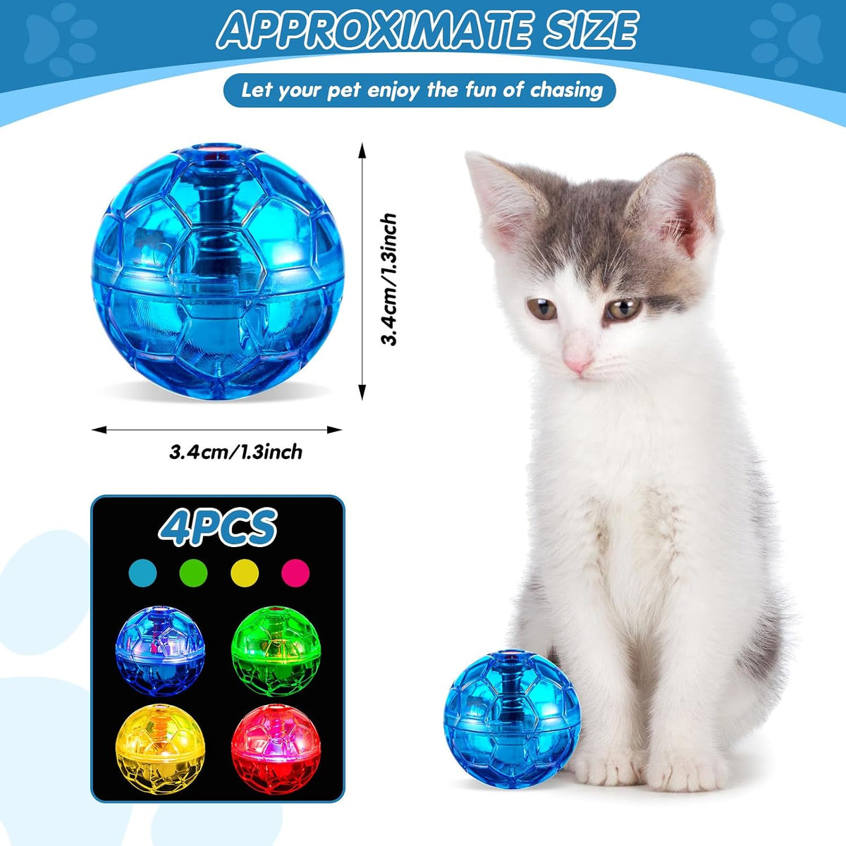 Frienda 4 Pcs Light up Cat Ball LED Motion Ghost Hunting Cat Ball – Essentials for Cats - Colorful - image 2
