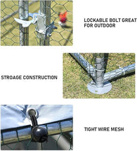 1.26’’ Large Metal Chicken Coop Walk in, Chicken Pen for Chickens, Outdoor Chicken Runs Coops Dog Kennel, Spire Roofed Chicken Runs for Yard with Anti-Ultraviolet Cover (9.8’Lx26.2’Wx6.4’H)