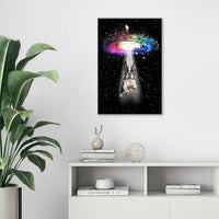 Funny Dog Wall Art Canvas Boston Terrier Wall Decor Prints Framed Painting Bulldog Galaxy Pictures Gifts Artwork for Bathroom 16"x24"