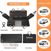 Car Back Seat Pet Cover for Dogs Back Seats Protector, Soft Inflatable Cushion Backseat Extender Comfortable Dog Hammock, Waterproof Dog Bed Rear Travel Accessories for Car,SUV,Truck