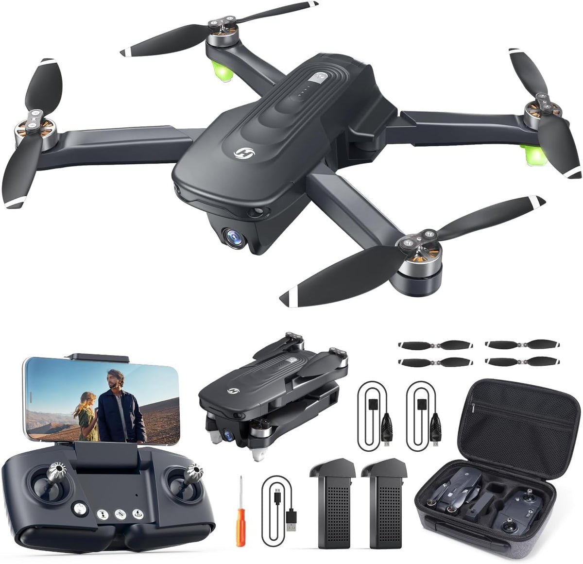 Holy Stone HS175D GPS Drone with 4K Camera for Adults - Matte Black