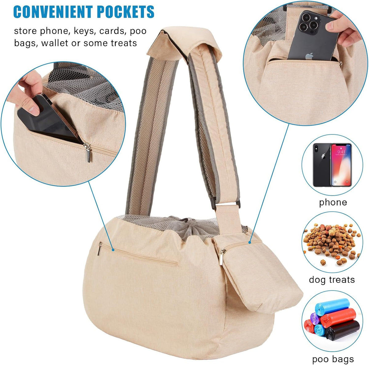 Ownpets XL Dog Sling 15-25lbs - Beige - image 2