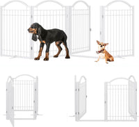 BHG Metal No-Assembly Freestanding Dog Gate with Door Walk Through - White / 4 panels - image 2