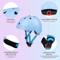 Kids Bike Skateboard Helmet Pad Set - S(18"-20.5"/ 2 -7years) / Light Skyblue - image 3