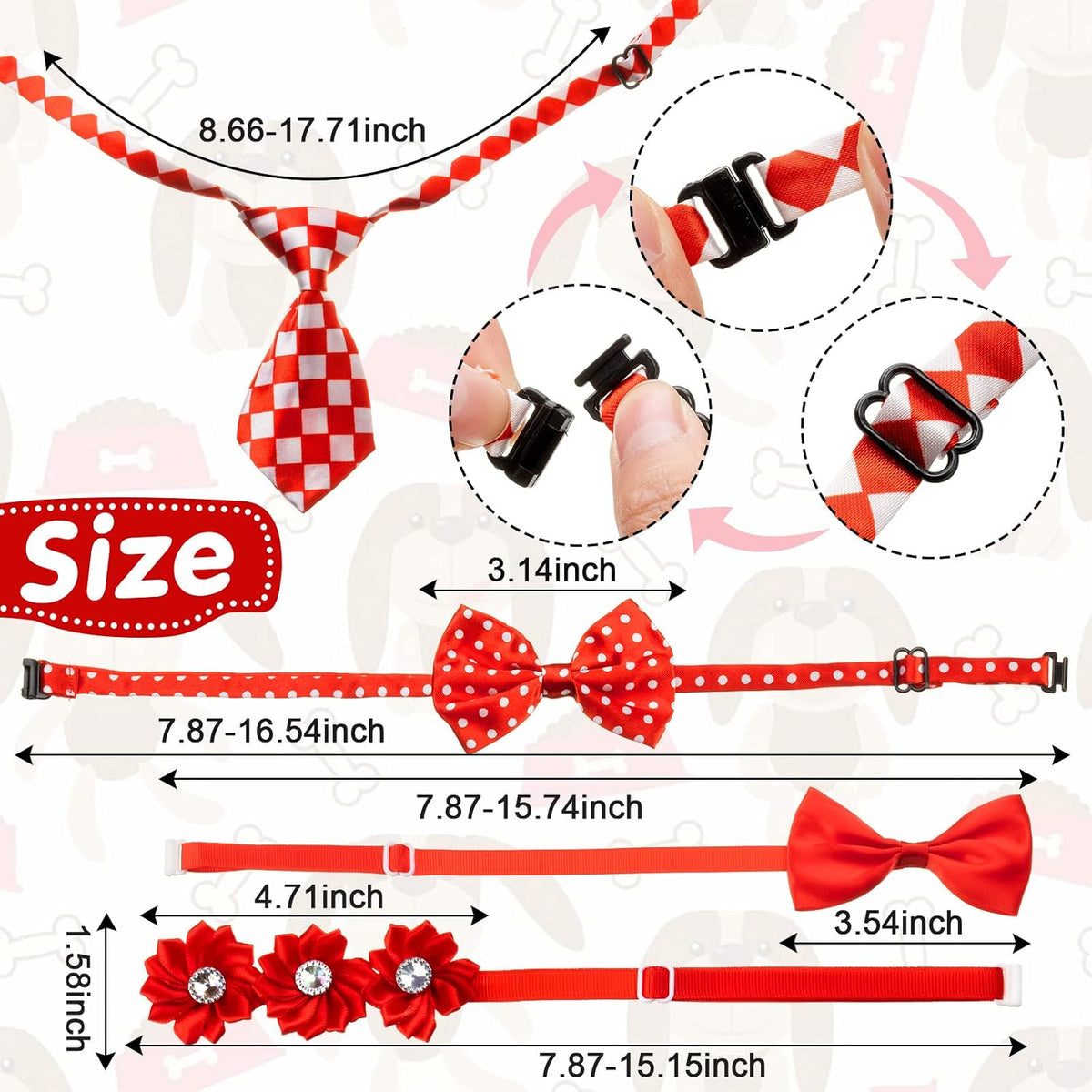 Chumia 100 Pcs Adjustable Dog Ties Set for Medium Large Dog Cat Party – Essentials for Dogs - image 2