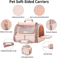 FUKUMARU Cat Carrier, Airline Approved Dog Carrier with Rollable Cover – Essentials for Cats - Pink - image 4