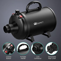 Pet Dryer, 5.2HP/3800W Pet Grooming with Adjustable Speed and Temperature Control Dog Blow Dryer, Pet Hair Dryer with 3 Nozzle