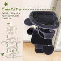 Globlazer Corner Stable Cat Tree Tower with Scratching Post, C51 - 66inch / Dark Gray - image 2
