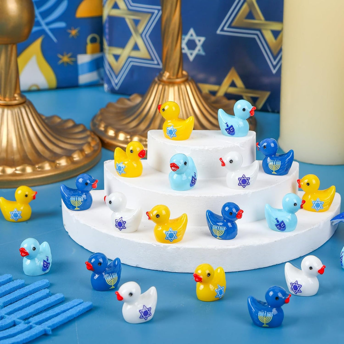 JUNEBRUSHS 50 Pcs Mini Pumpkins Fake Pumpkins Artificial Pumpkins - Hanukkah Mini Resin Duck Style - image 2