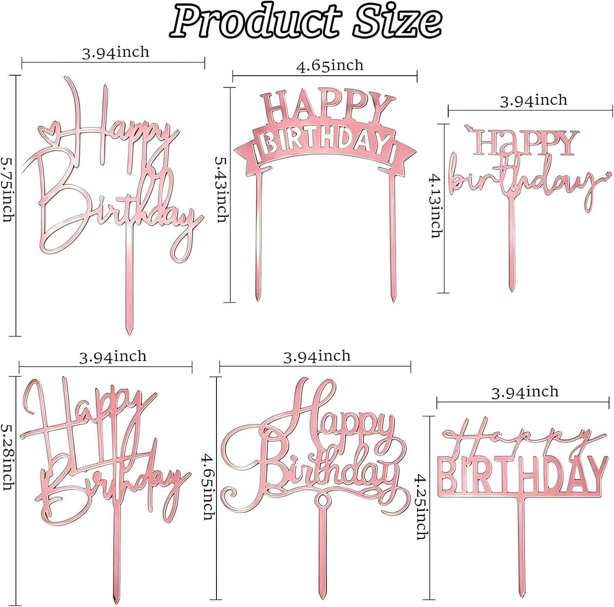 Gold Birthday Cake Topper - Rose Gold - image 2