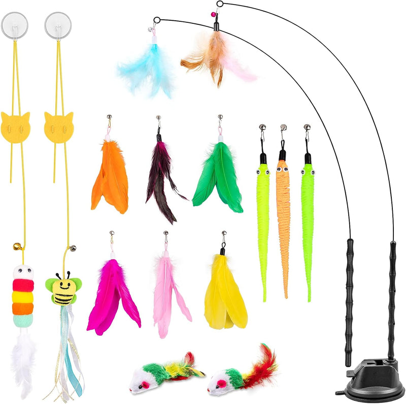 Cat Wand Toy, 2 Play Modes Kitten Teaser Wand
