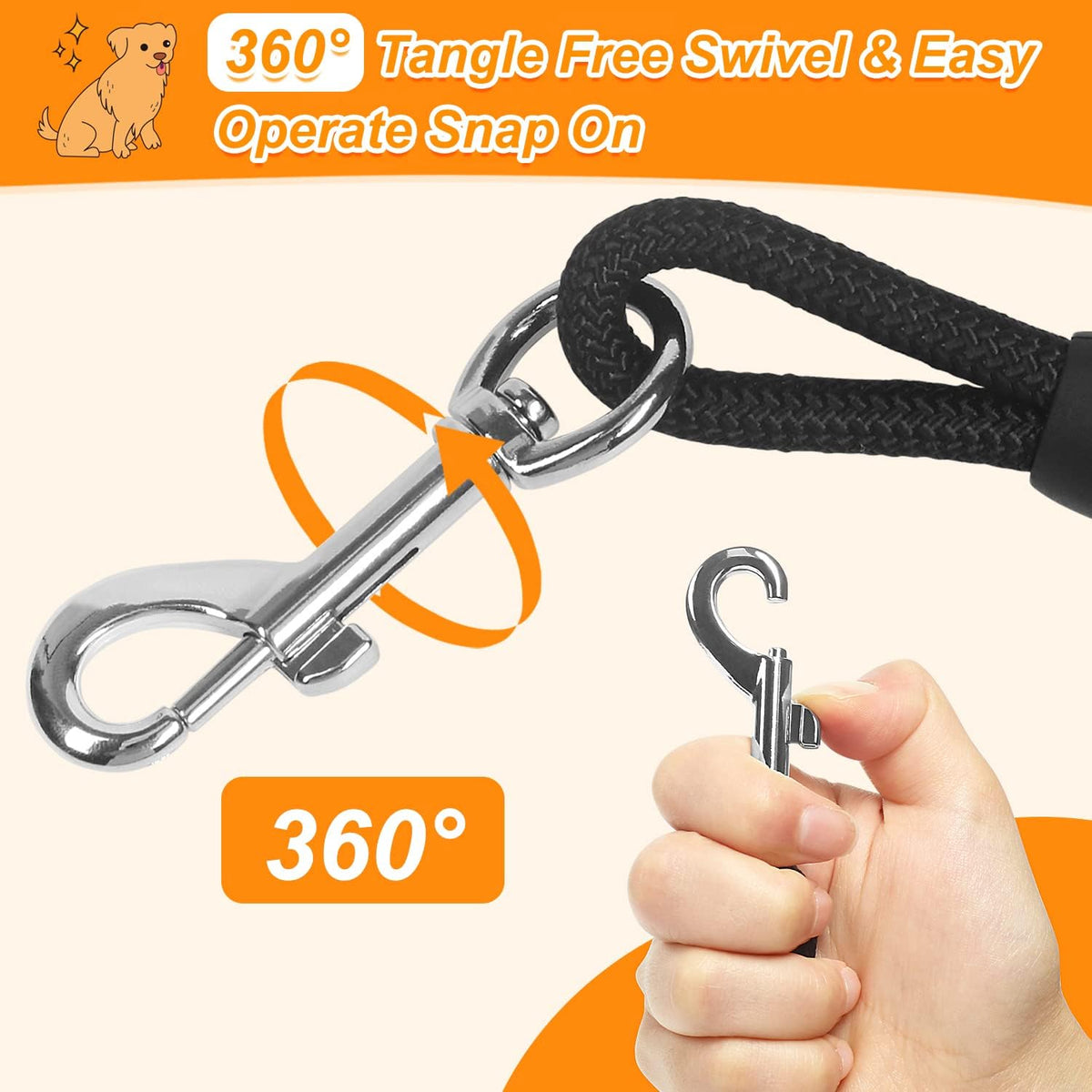 Vivifying Floating Long Dog Leash - 20ft / Black - image 3