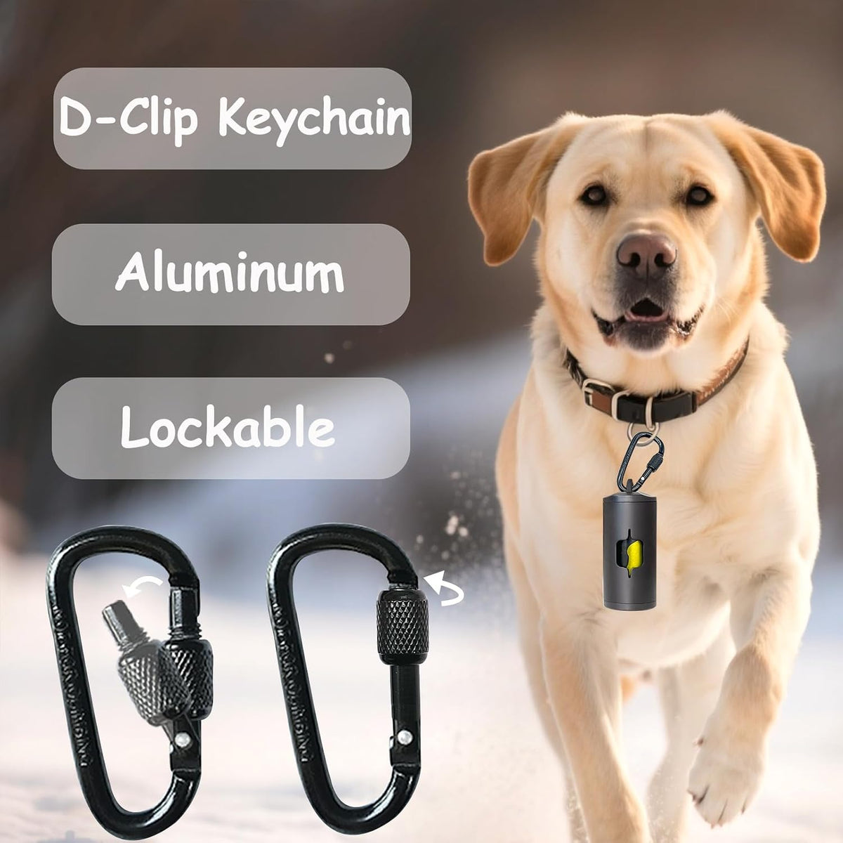 Metal Dog Poop Bag Holder 2-Pack w/Leash Clip - Dark / 2 Holders 30 Bags - image 3