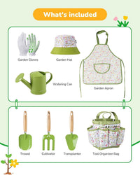 Grenebo 8-Piece Kids Gardening Set with Garden Tools for Kids - A-green - image 2