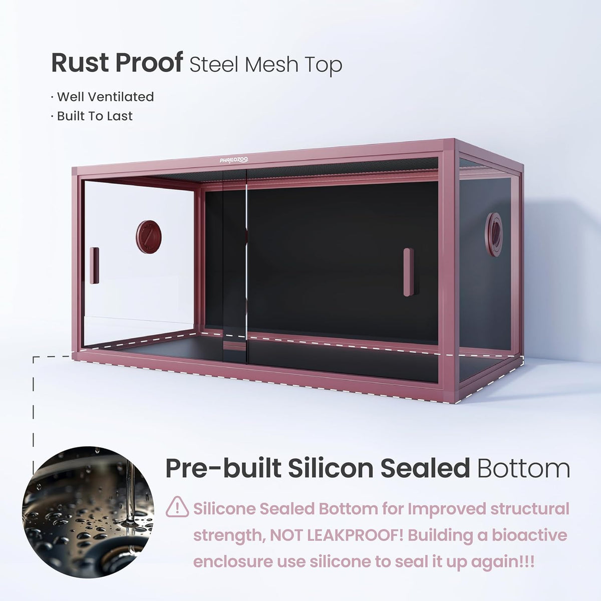 120 Gallon Reptile Tank, Stackable 4x2x2 Reptile Enclosure – Essentials for Reptiles And Amphibians - Bloom Pink / 50 Gallon - image 4