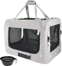 Extra Large Cat Carrier Soft Sided, Portable Small Dog Carrier for 2 Cats, 24"x16.5"x16" Car Travel Folding Comfortable Design with Bowl, Grey