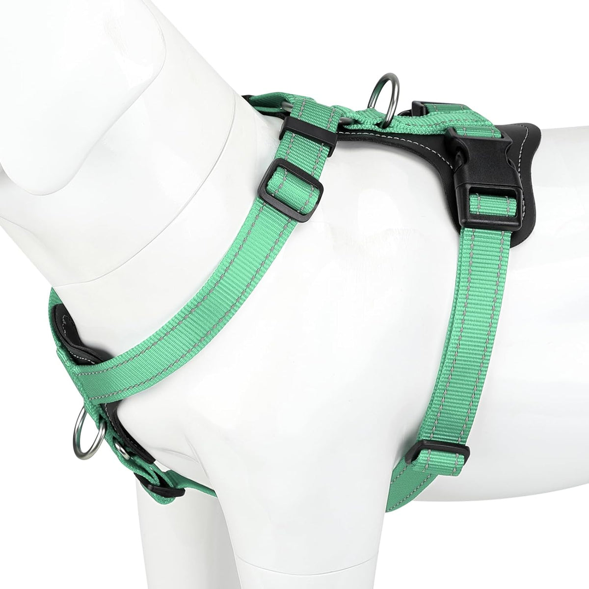 Plutus Pet No Pull Dog Harness with Leather Accents - M / Teal