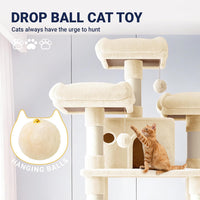 Allewie 68 Inches Cat Tree/House and Towers for Big Feline/Scratching - 82 in / Beige - image 3