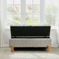 Storage Ottoman Bench, Bedroom Storage Bench Foot Rest with Legs, 17.1 x 48.6 x 18.5 Inches, End of Bed Bench, Load up to 500 lb, for Living Room, Bedroom, Entryway, Light Gray