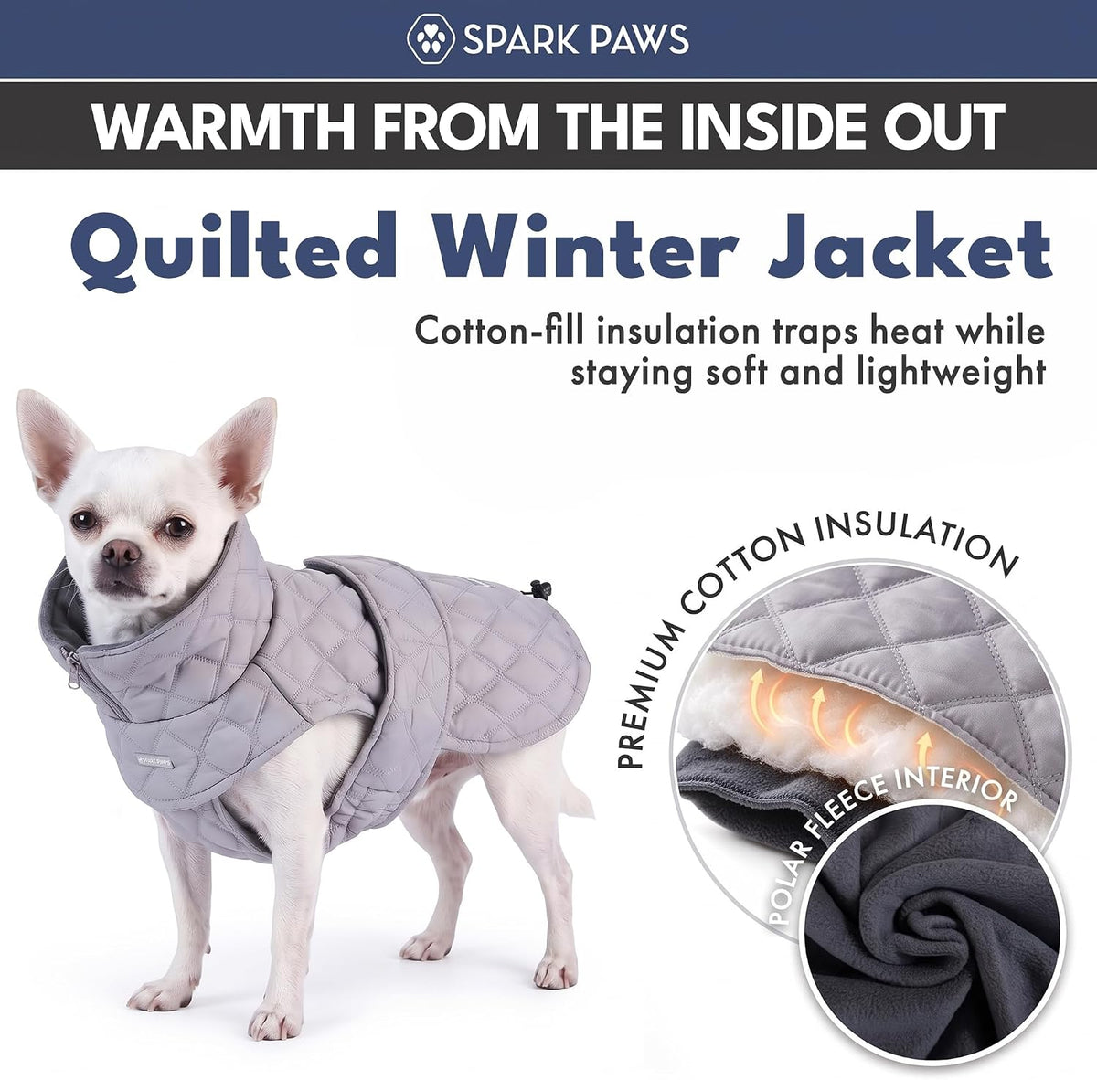 Spark Paws Quilted Dog Winter Coat - Grey / 4XL - image 4