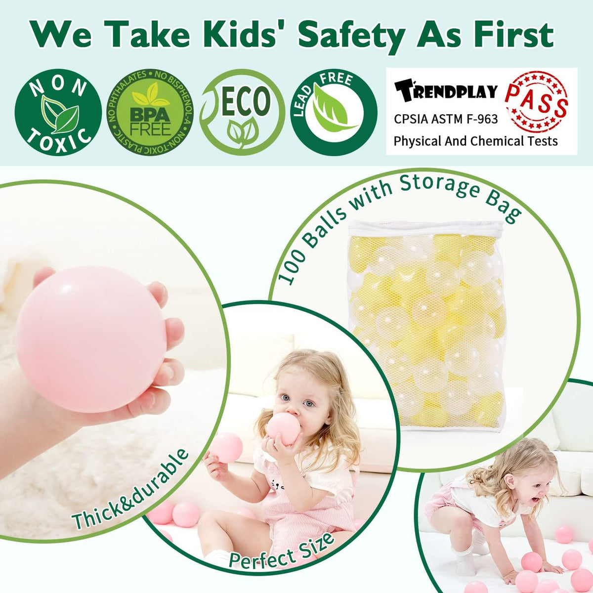 TRENDPLAY Star Ball Pit Balls for Toddlers 50 100 200 Count Star - Yellow / 100