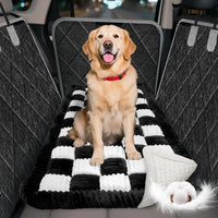 Thickened Dog Bed for Car Back Seat, Upgraded Bottom Non-Slip - Black-White