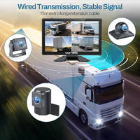 Truck Camera System Kit, Backup Camera with 10” Touch Monitor & 4 Cameras, 1080P IR Night Vision Rear View Camera for Bus, Semi-Truck, Trailer, RV, Camper, Included 64GB Card