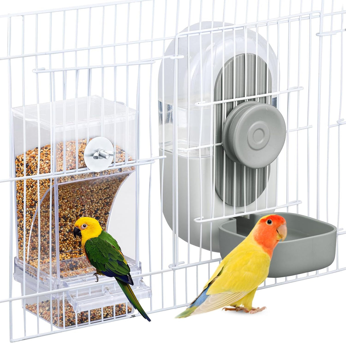 Lemtrflo No Mess Bird Feeder Water Dispenser - Gray