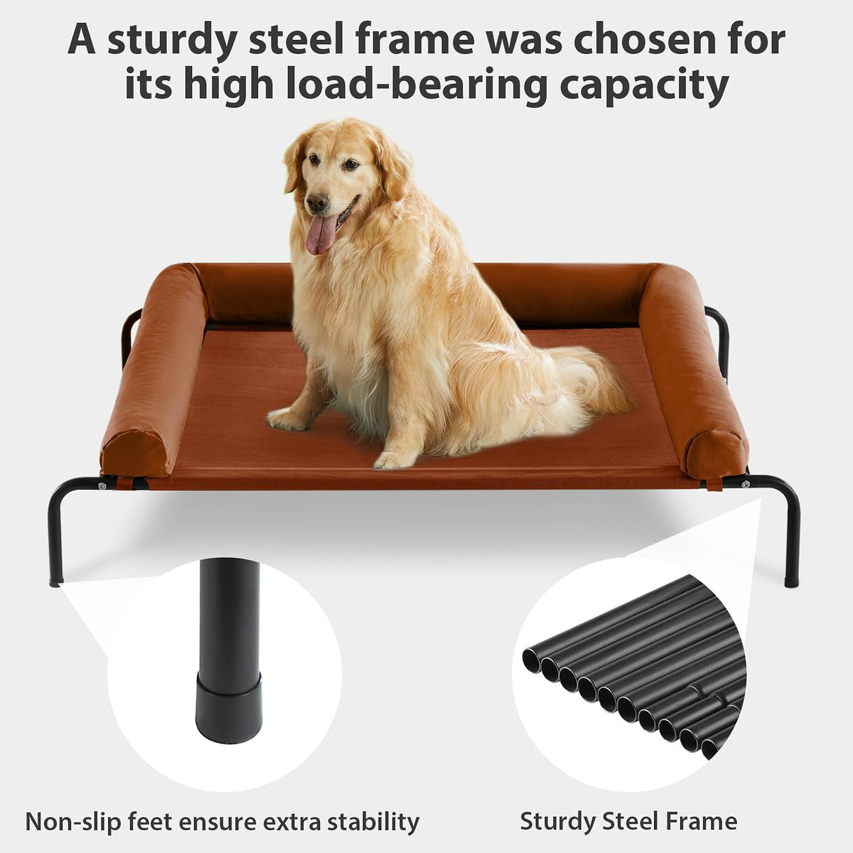 RRPETHOME Elevated Cooling Dog Cot 43x31" - Caramel / 36.0"L x 26.0"W x 8.0"Th - image 4