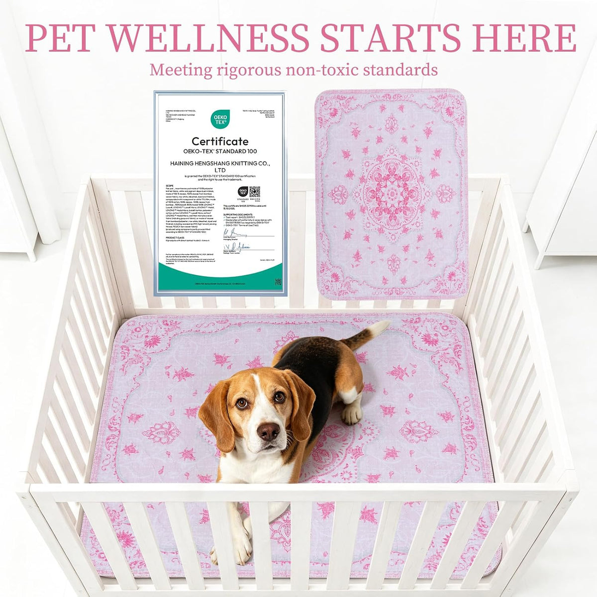 Homimp washable reusable dog pee pad with vintage floral pattern and non-slip backing - view 4