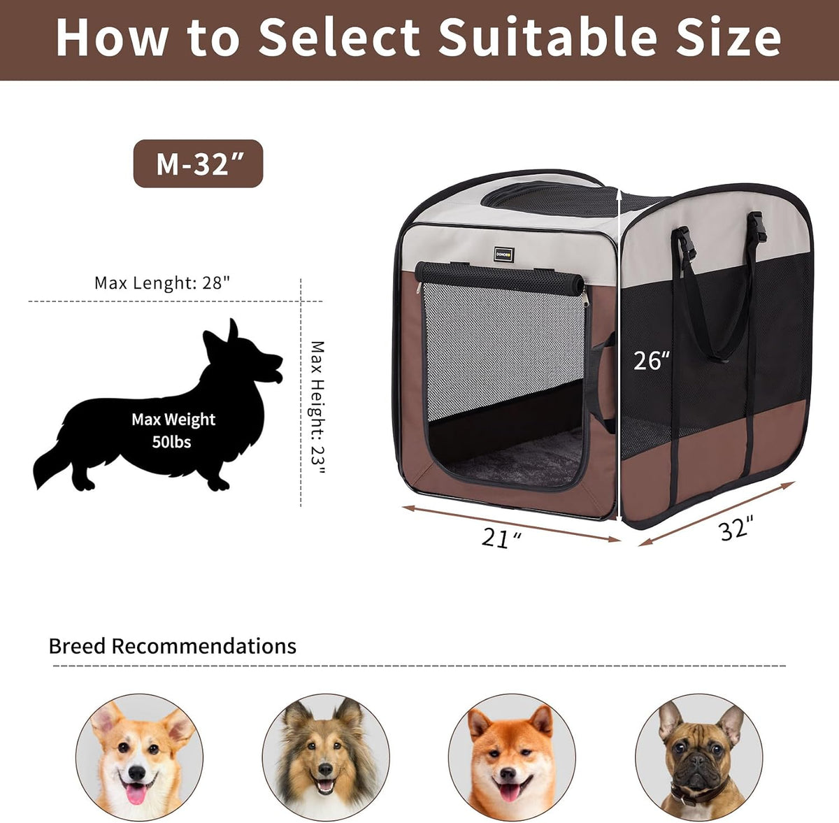Dog Kennels and Crates for Medium Dogs - Brown / 32.0"L x 21.0"W x 26.0"H - image 2