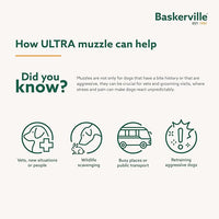 BASKERVILLE ULTRA MUZZLE - Patented Humane Design, Breathable, Dog can Pant and Drink, Adjustable, Padded, Dog Training Muzzle for Large Dogs, Prevents Biting, Wildlife Scavenging (Size 6, Black)