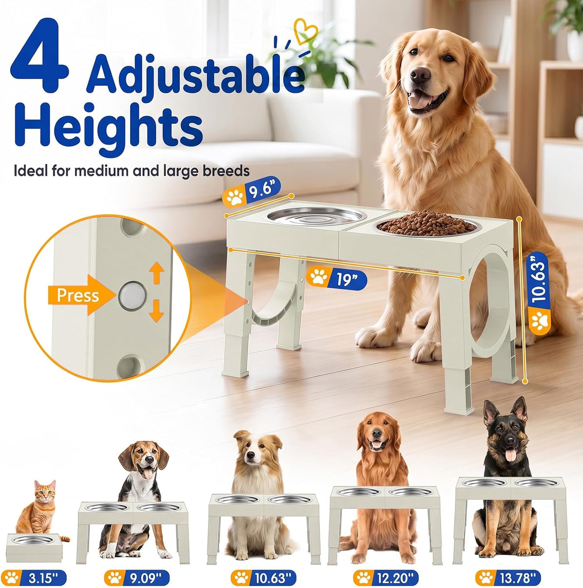 XIAZ Elevated Dog Bowls Large Breed Raised Dogs Bowl Stand - B-White / Basic - image 2