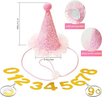 Dog Birthday Party Supplies Set,Birthday Bandana,Boy Girl Dog Birthday Hat with Numbers,Happy Birthday Banner for Golden Retriever French Bulldog Labrador Teddy Husky (Pink)