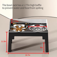 Elevated Dog Bowls for Medium and Large Dogs - 1 Stainless Slow Feeder & 1 Stainless Bowl / Grey - image 3