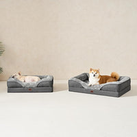 EHEYCIGA Memory Foam Dog Bed for Large Sized, Orthopedic Dog Sofa with Sides and Waterproof Liner, Washable Bolster Pet Couch with Removable Cover, 41x27x7.5 Inch, Grey