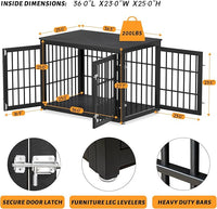 38 Inch Heavy Duty Dog Crate Furniture for Large and Medium Dogs, Decorative Pet House End Table, Wooden Cage Kennel Furniture Indoor, Black