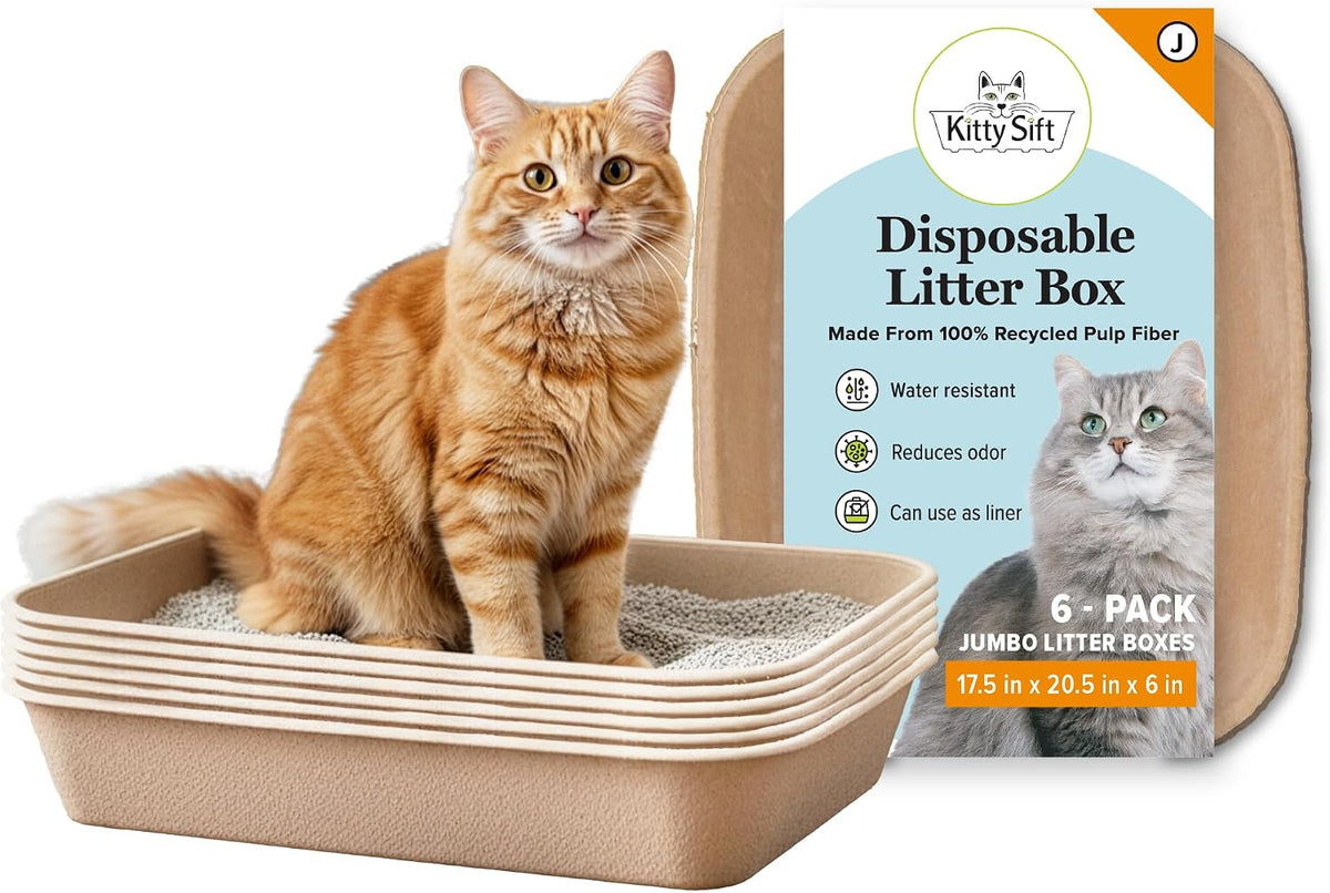 Kitty Sift Disposable Cat Litter Box Large - Litter Box Only / Jumbo (6-Piece Set)