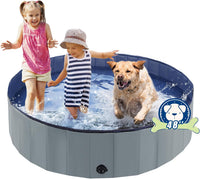 Foldable Dog Pool, Portable Pet Bath Tub and Kiddie Swimming Pool – Essentials for Dogs - 48"-L / Gray