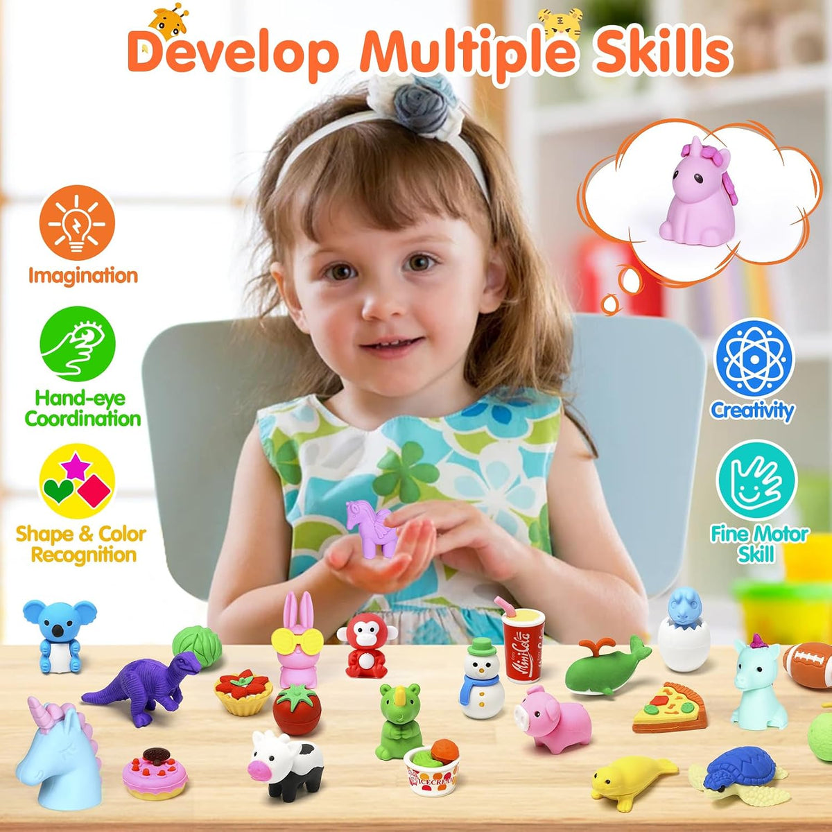 120 Pcs Animal Pencil Erasers, Desk Pets for Treasure Box - 90 - image 4