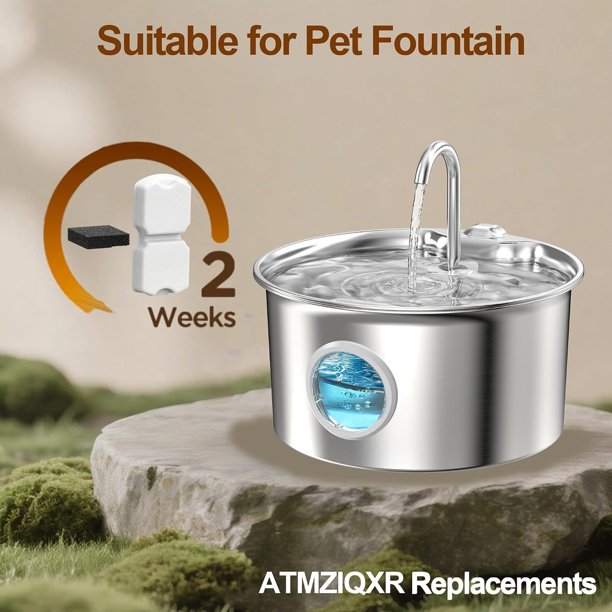 Cat Water Fountain Filter: 12 Cat Fountain Filter Replacement – Essentials for Cats - 6 Filters +6 Sponges
