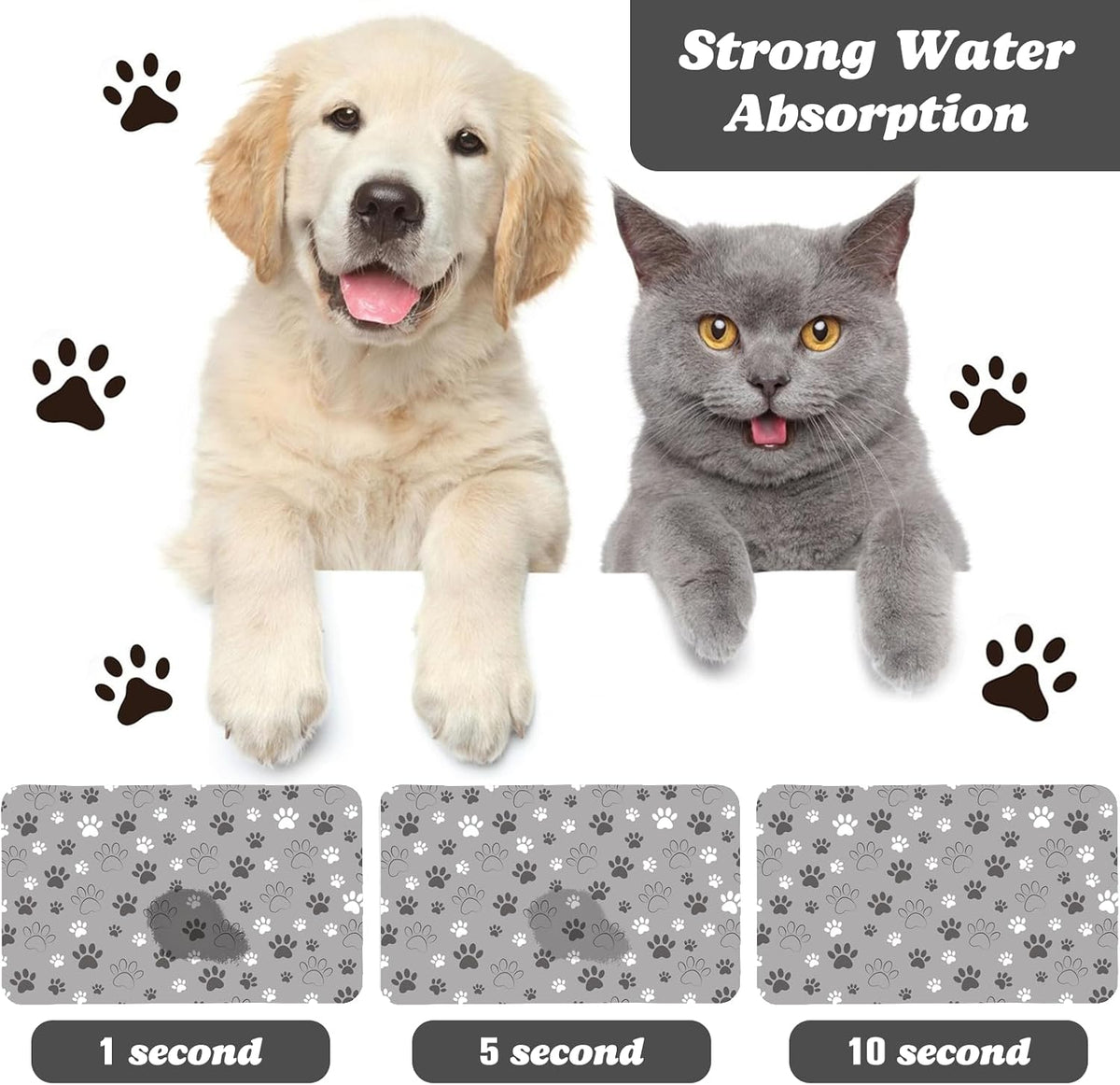 Dog Food Mat, Absorbent Water Bowl Mats Cat Pet Feeding Placemats Pink 20 * 12 inch – Essentials for Dogs - Light Gray / 24"L x 16"W - image 2