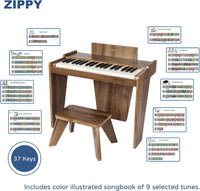 Kids Piano Keyboard, 37 Keys Digital Piano for Kids - Walnut Basic - image 3