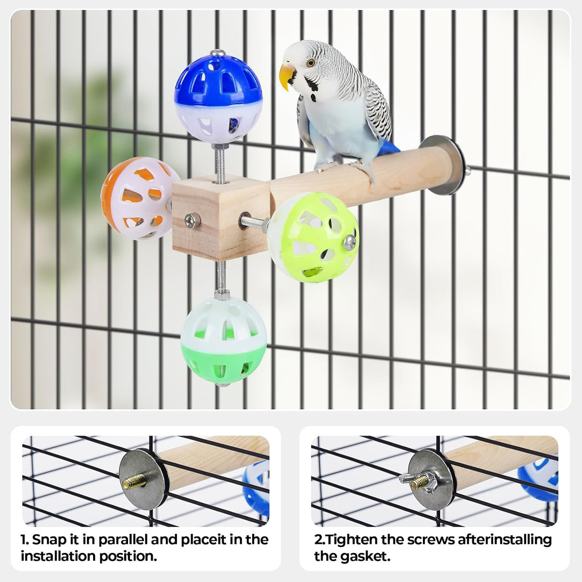 Bird Stand Perch Toy with Rotating Balls - image 2